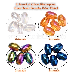 8 Strand 4 Colors Electroplate Glass Beads Strands&nbsp;EGLA-YW0001-37