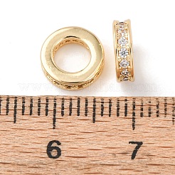 Brass Micro Pave Clear Cubic Zirconia European Beads&nbsp;KK-A279-17G