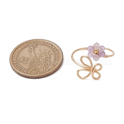 Flower Natural Peridot & Rainbow Moonstone & Amethyst & Blue Aventurine & Sunstone Finger Rings&nbsp;RJEW-JR00778