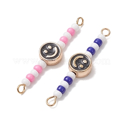 7Pcs 7 Colors Alloy Enamel & Glass Seed Beaded Connector Charms&nbsp;PALLOY-MZ01322