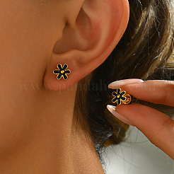 201 Stainless Steel Enamel Flower Stud Earrings&nbsp;DR1197