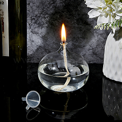 Transparent Glass Candle Holders with Candle Wick&nbsp;DIY-WH0308-996B