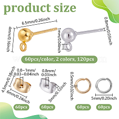 120Pcs 2 Color Iron Ball Stud Earring Findings&nbsp;DIY-UN0004-38