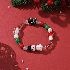 Christmas Tree & Snowman & Mushroom Stretch Bracelet&nbsp;BJEW-TA00257