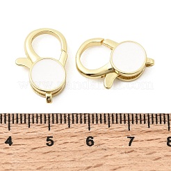 Flat Round Brass Enamel Lobster Claw Clasps&nbsp;KK-Z147-02G-B