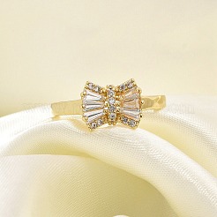 Rack Plating Brass Micro Pave Cubic Zirconia Cuff Finger Rings for Women&nbsp;RJEW-M027-02G-02