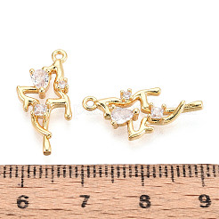 Brass Pave Clear Cubic Zirconia Pendants&nbsp;KK-T077-63G