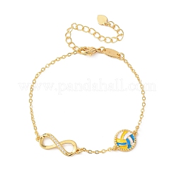 Sports Brass Micro Pave Cubic Zirconia Infinity Link Bracelets&nbsp;BJEW-D386-01B-G