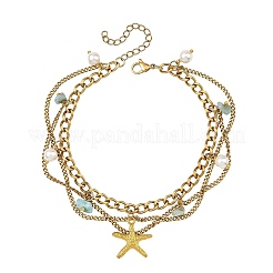 Summer Beach Alloy Sea Animal Charm Anklets&nbsp;AJEW-AN00885