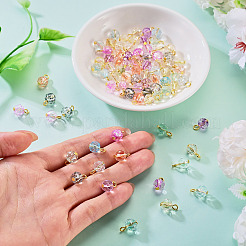 80Pcs 8 Styles Crackle Transparent Glass Charms&nbsp;PALLOY-TAC0292
