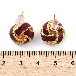 Twist Brass Enamel Stud Earrings for Women&nbsp;EJEW-U055-05G