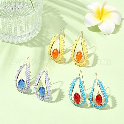 3 Pairs 3 Colors Handmade Seed Dangle Earrings&nbsp;EJEW-MZ00223