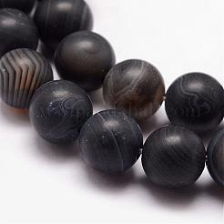 Natural Black Agate Bead Strands&nbsp;G-K166-12-6mm-03