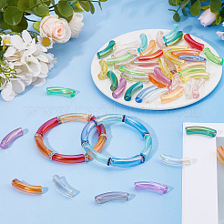 60Pcs 12 Colors UV Plating Transparent Rainbow Iridescent Acrylic Beads&nbsp;OACR-DC0001-58