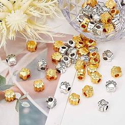 Tibetan Style Zinc Alloy Dog Paw Prints European Beads&nbsp;MPDL-PH0001-07-RS-WH
