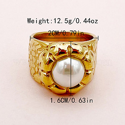 304 Stainless Steel Imitation Pearl Finger Rings&nbsp;FS-WGE143D-03
