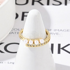 Brass Micro Pave Clear Cubic Zirconia Finger Rings for Women&nbsp;RJEW-R011-08G-02