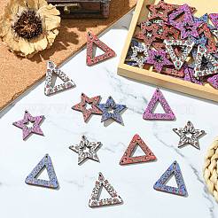 40Pcs 8 Styles Printed Basswood Pendants&nbsp;WOOD-CJ0002-49