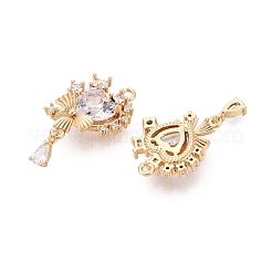 Valentine's Day Brass Micro Pave Clear Cubic Zirconia Pendants&nbsp;KK-N288-13G