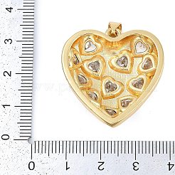 Rack Plating Heart Brass Micro Pave Clear Cubic Zirconia Pendants&nbsp;KK-P287-37G
