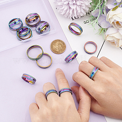 18Pcs 9 Size 201 Stainless Steel Grooved Finger Rings Set for Men Women&nbsp;STAS-UN0045-59B-M
