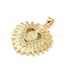 Brass Micro Pave Clear Cubic Zirconia Pendants&nbsp;KK-P350-18G-04
