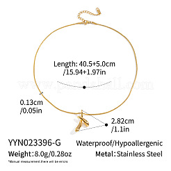 304 Stainless Steel Cross Teardrop Pendant Necklaces for Women&nbsp;LV5692-1