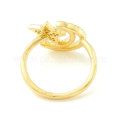 Clear Cubic Zirconia Moon and Star Open Cuff Ring for Women&nbsp;ZIRC-P096-15G