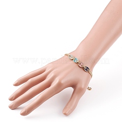 Golden Plated Brass Enamel Chain Bracelets&nbsp;BJEW-JB05881
