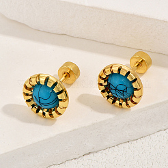 Stainless Steel Flat Round Stud Earrings&nbsp;DQ9727