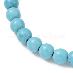 2Pcs 2 Color Tibetan Style Alloy Dolphin & Synthetic Turquoise Round Beaded Stretch Bracelets Set&nbsp;BJEW-JB09895