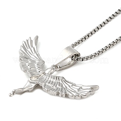 Angel Shape Rhinestone Pendant Necklace with Zinc Alloy Box Chains&nbsp;NJEW-G118-03P