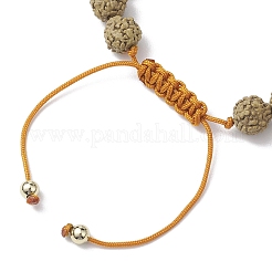 Round Natural Rudraksha and Synthetic Dyed Turquoise Braided Bead Bracelets&nbsp;BJEW-JB10550
