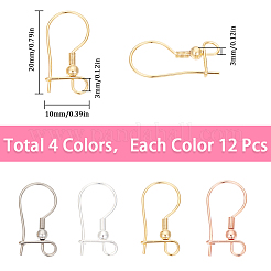 48Pcs 4 Colors 316L Surgical Stainless Steel Hoop Earring Findings&nbsp;STAS-SC0008-51