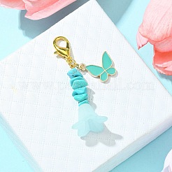 Alloy Enamel Butterfly & Acrylic Flower Pendant Decoration&nbsp;HJEW-JM01556-01