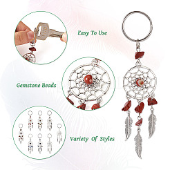 16Pcs 8 Style Natural & Synthetic Gemstone Keychain&nbsp;KEYC-KS0001-04