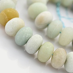 Natural Frosted Flower Amazonite Beads Strands&nbsp;G-O015-10x6mm-01