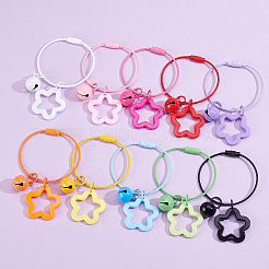10Pcs 10 Colors Star with Bell Acrylic & Alloy Pendant Decorations&nbsp;HJEW-BBC0001-40B