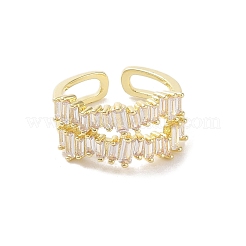Brass Micro Pave Cubic Zirconia Open Cuff Rings&nbsp;RJEW-K263-18G