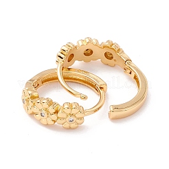Flower Cubic Zirconia Huggie Hoop Earrings&nbsp;EJEW-I260-02G-NR