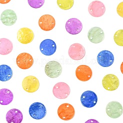 56Pcs 7 Colors Spray Painted Natural Capiz Shell Connector Charms&nbsp;BSHE-FS0001-13