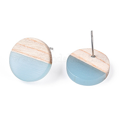 Transparent Resin & Wood Stud Earrings&nbsp;EJEW-N017-003A-D01
