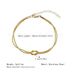 304 Stainless Steel 2-Strand Handmade Knot Snake Chain Bracelets for Couples&nbsp;BU0455-3