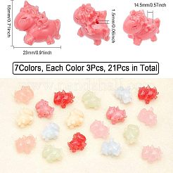 21Pcs 7 Colors Opaque Resin Beads&nbsp;RESI-CA0001-48