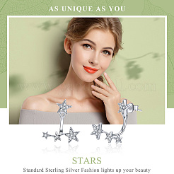 Anti-Tarnish Rhodium Plated 925 Sterling Silver Ear Studs&nbsp;HJEW-FF0012-22