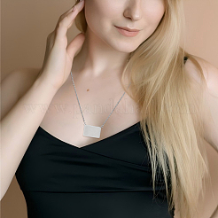 2Pcs 2 Colors Stainless Steel Rectangle Slider Locket Pendant Necklaces for Women&nbsp;NJEW-DR0001-11