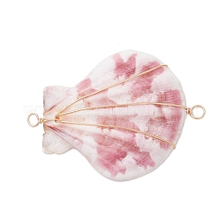Natural Scallop Shell Copper Wire Wrapped Connector Charms&nbsp;PALLOY-TA00199