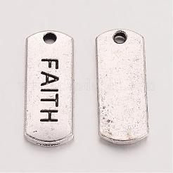 Tibetan Style Alloy Rectangle with Word Faith Pendants&nbsp;TIBEP-Q043-058-RS
