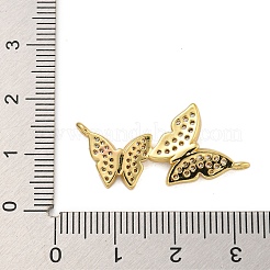 Rack Plating Brass Micro Pave Clear Cubic Zirconia Double Butterfly Connector Charms&nbsp;KK-C074-45G