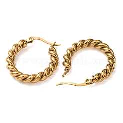 Iron Plating(IP) 304 Stainless Steel Twist Rope Hoop Earrings for Women&nbsp;X-EJEW-G298-07B-G